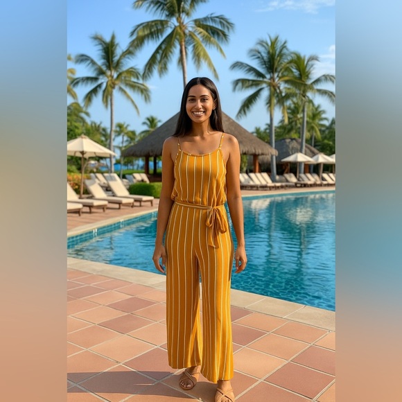 Lark + Grey striped yellow two piece set - Picture 1 of 8